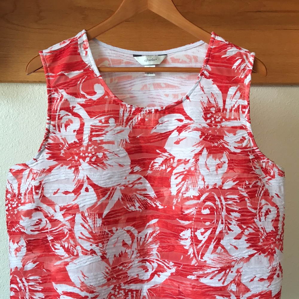 CJ Banks Floral Print Sleeveless Blouse